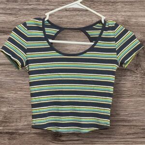 Kohls SO Shirt Crop Top Tee Women’s Size XS 80s 90s Retro Style Striped